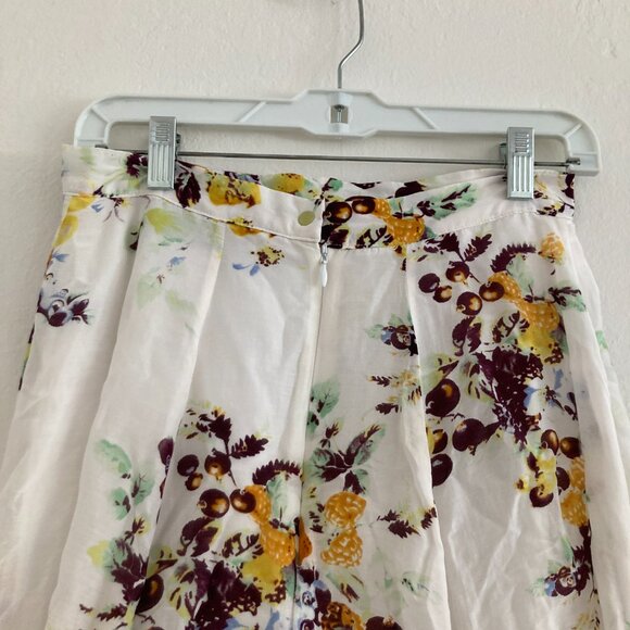Evangeline Silk Blend Floral Knee Length Skirt White Flowy Fairy Cottagecore 4 - Picture 7 of 9